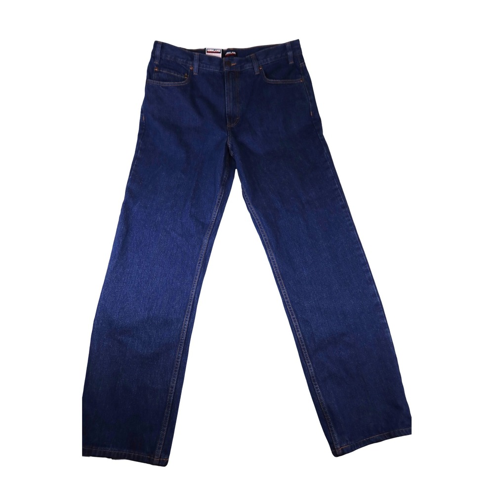 Kirkland Signature Mens Straight Leg Jeans Dark Wash Denim 38x34 NWT